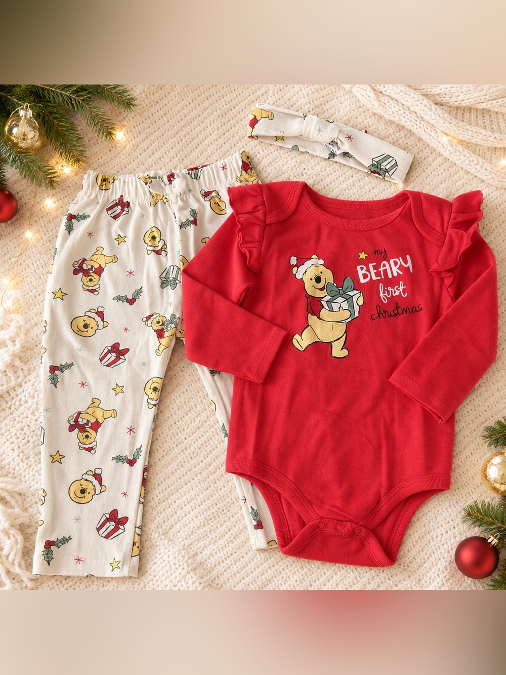 Disney Baby Winnie the Pooh My First Christmas Outfit 18M NWOT